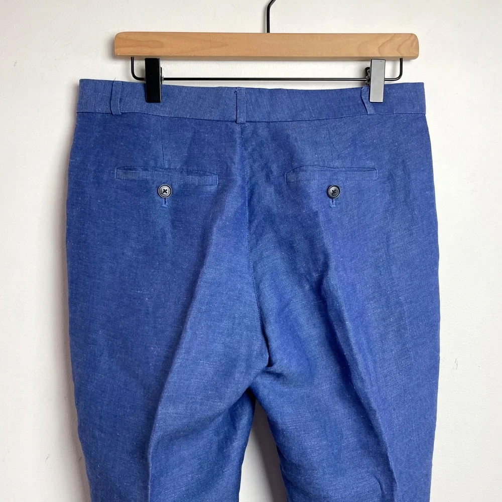 Banana Republic Blue Linen Blend Straight Leg Dress Pants Sz 6 Office Business